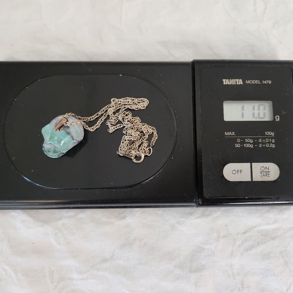 Rainbow Flourite Skull Silver Necklace - Picture 12 of 13